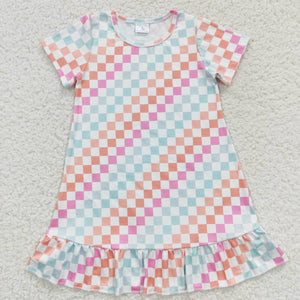 -GSD0401-short sleeve sun plaid girls dress-GSD0401