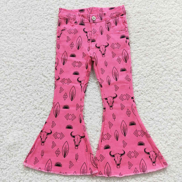 western skull cow pink jeans