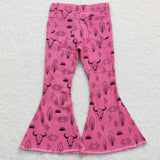 western skull cow pink jeans
