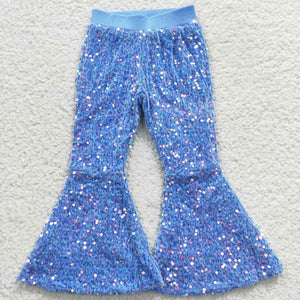 Blue sequined bell bottoms