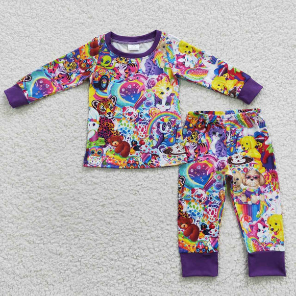 BLP0182--cartoon purple boys and girls pajamas clothing