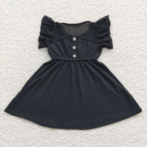 short sleeve black girls dress