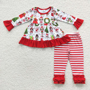 Christmas girls clothing long sleeve outfits
