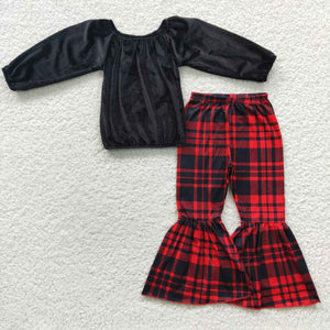 black and red paid girls outfit