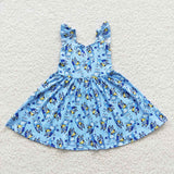 cartoon blue dog girls dress