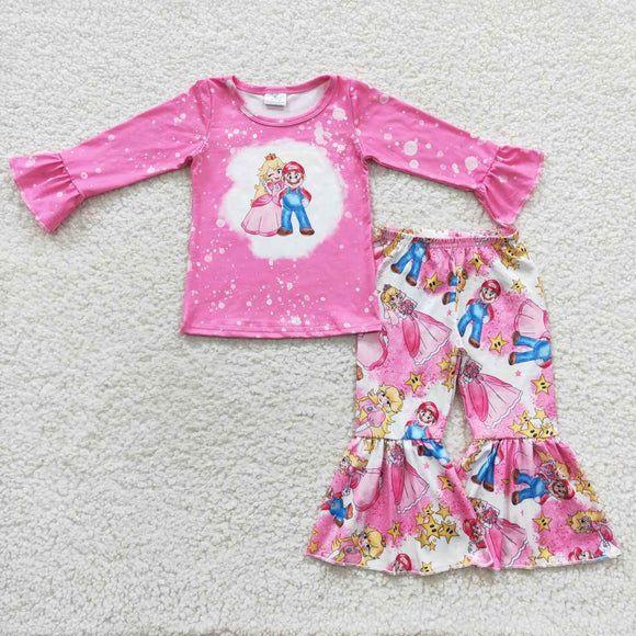 long sleeve pink princess cartoon girls clothing