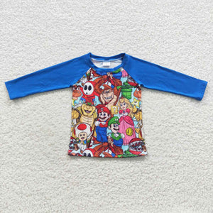 long sleeve cartoon blue top