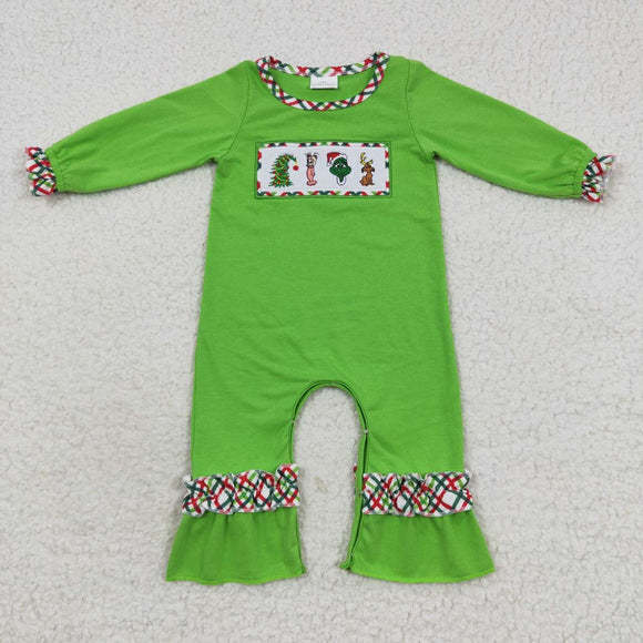 Christmas embroidered green cartoon romper