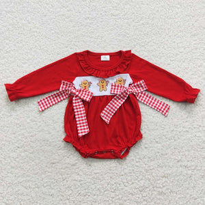 Christmas long sleeve embroidered cartoon red girls bubble
