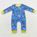 long sleeve cartoon blue zip sleeper