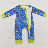long sleeve cartoon blue zip sleeper