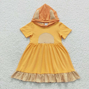 short sleeve cartoon orange girls dress