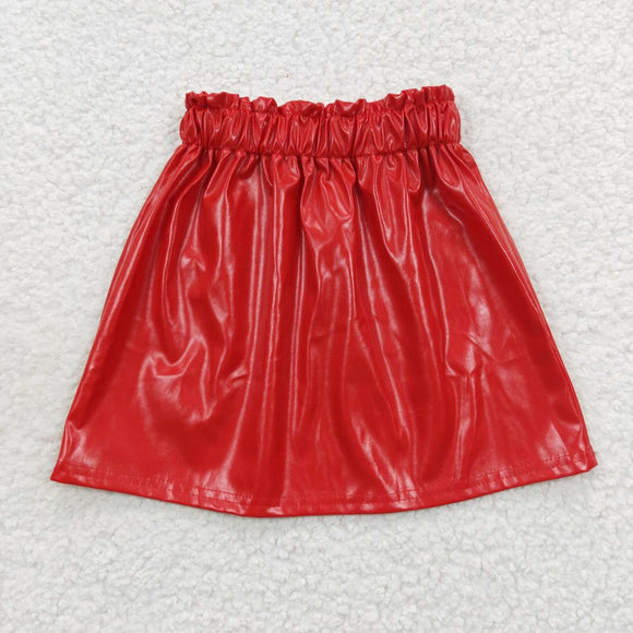 red leather Short skirt