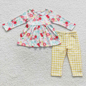 long sleeve spring floral yellow girls clothing