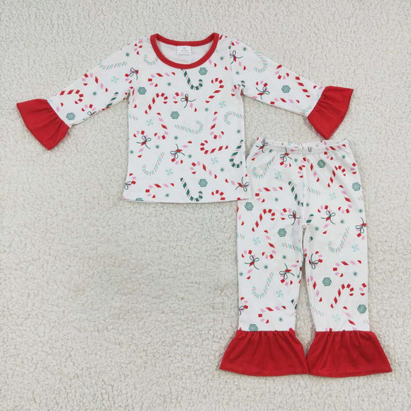 Christmas candy cane girls pajamas outfits