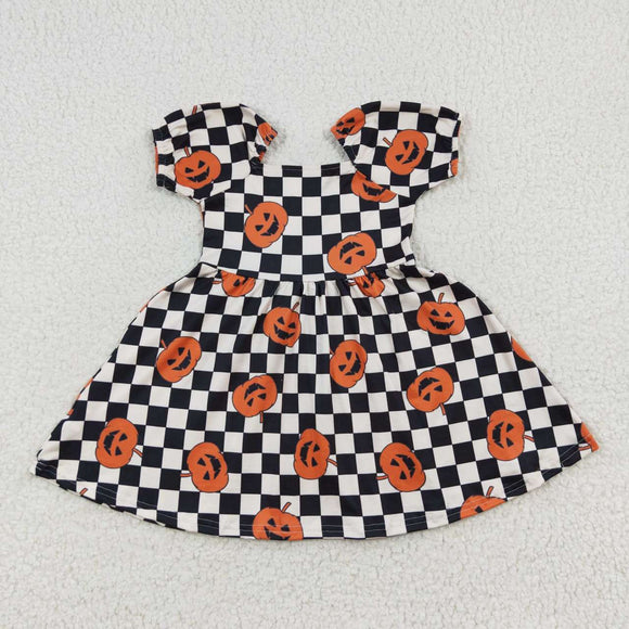 short sleeve checkerboard pumpkin dress