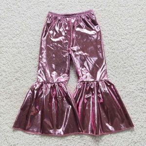 P0253--satin pink Bell bottoms