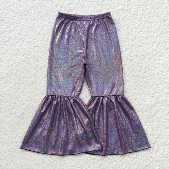 P0193-- purple satin Bell bottoms