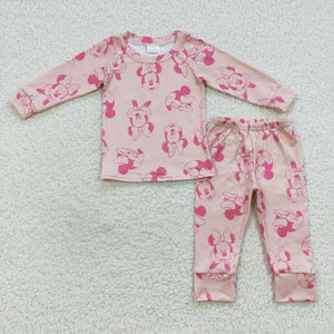 cartoon mouse pink milk silk  pajamas clothing