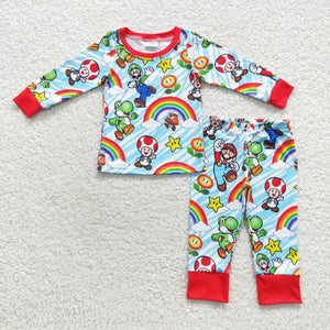 long sleeve cartoon rainbow boy pajamas