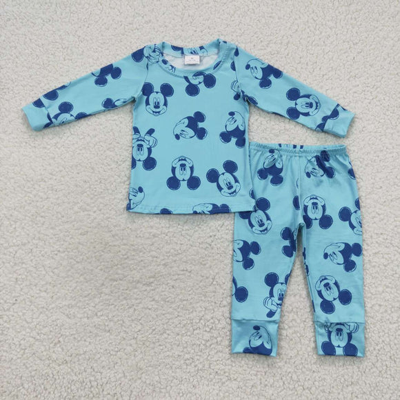 cartoon mouse blue milk silk  pajamas clothing