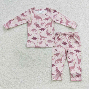 long sleeve dinosaur boys pajamas outfit