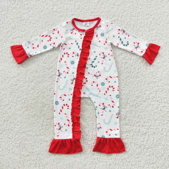long sleeve Christmas candy cane romper