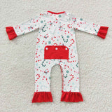 long sleeve Christmas candy cane romper