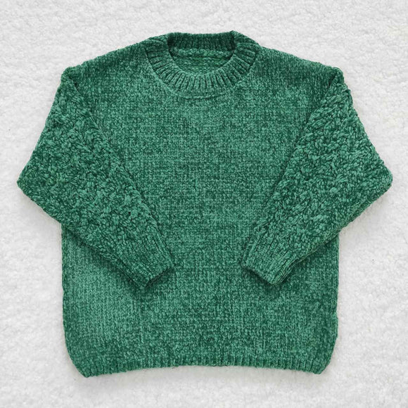 long sleeve green girls knit sweater