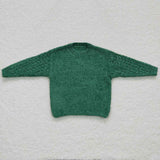 long sleeve green girls knit sweater