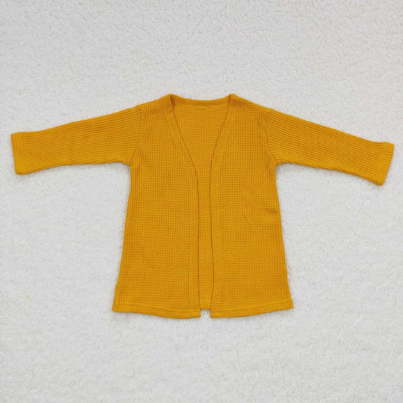 GT0246--yellow Waffle cotton cardigan