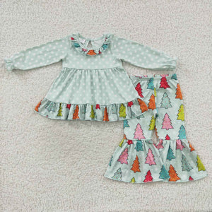 new style Christmas tree green girls outfits