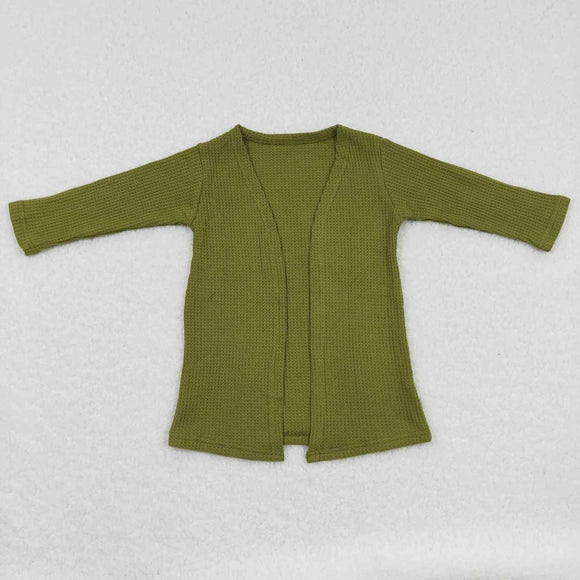 GT0244--olive-green Waffle cotton cardigan