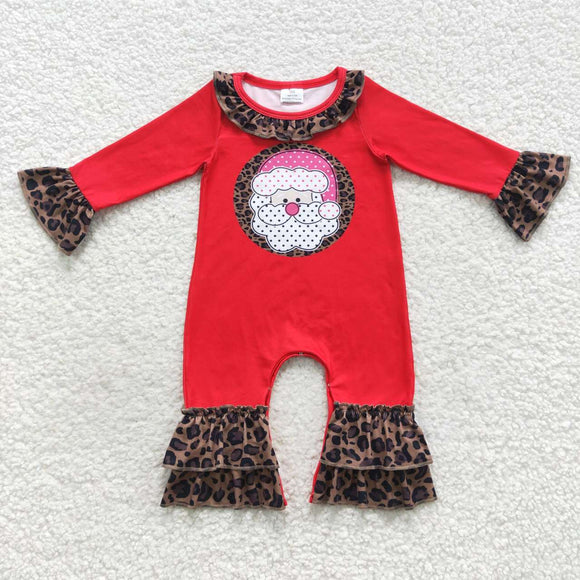 Christmas embroidered Santa red romper