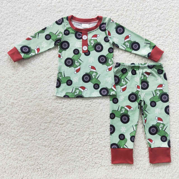 Christmas tractor green boy outfits
