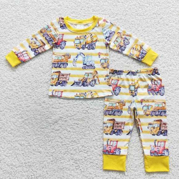 Construction truck yellow boy pajamas