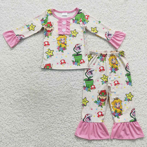 GLP0649--long sleeve cartoon girls pajamas