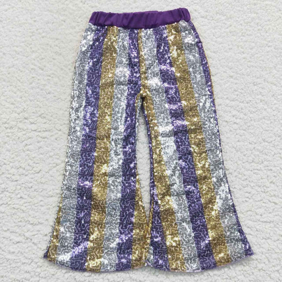 new style purple/white/yellow Sequined bell bottoms