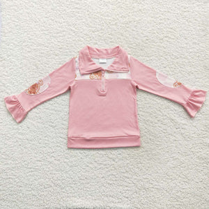 Christmas cartoon pink girl pullover