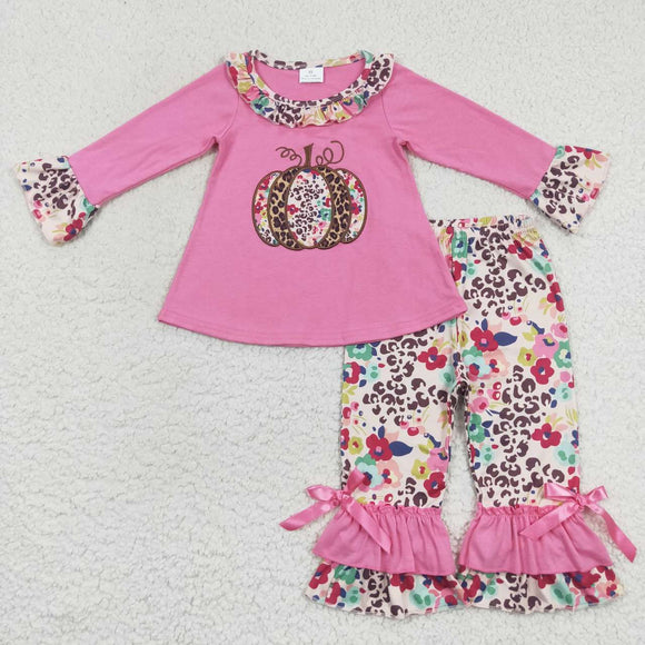 Halloween embroidered floral pink girl outfit