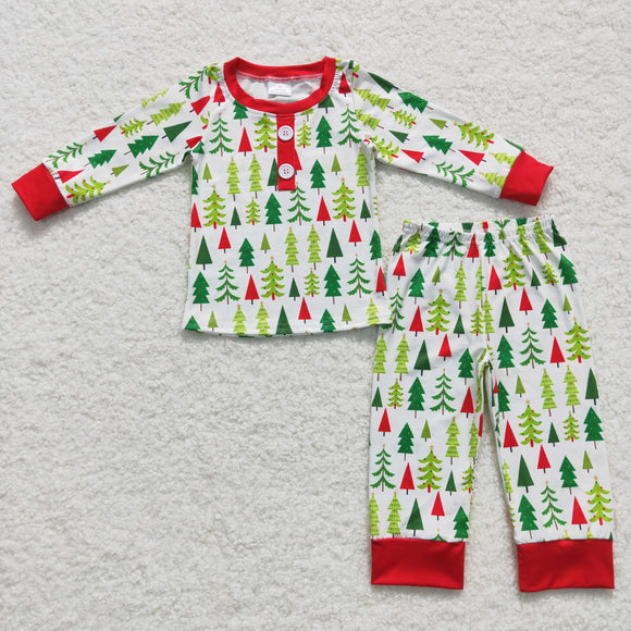 long sleeve Christmas tree boys pajamas
