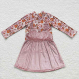 milk silk floral top+velvet dress girls outfits