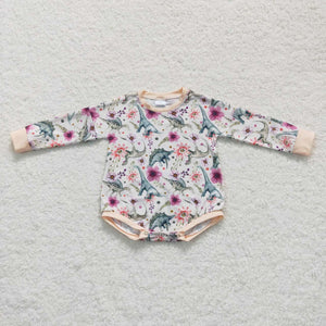 long sleeve Dinosaur and floral romper