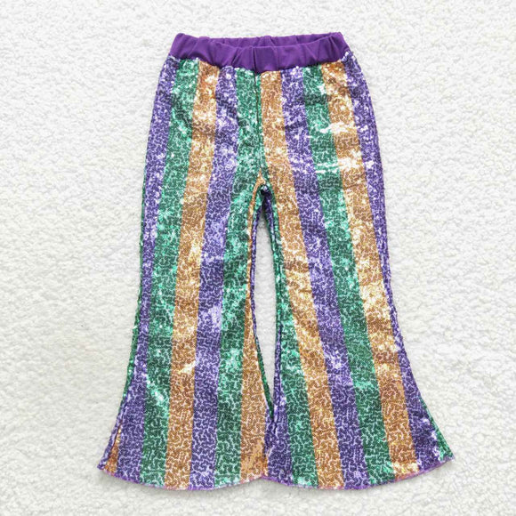 new style purple/green/yellow Sequined bell bottoms
