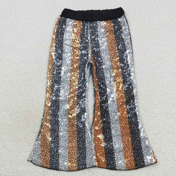 new style black & white & yellow Sequined bell bottoms