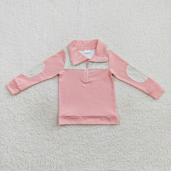 BT0288--green and pink cotton and milk silk pullover