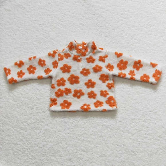 GT0262- new style orange floral Sherpa