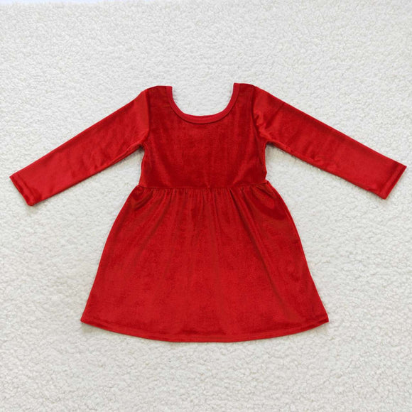 GLD0335-- long sleeve red velvet dress