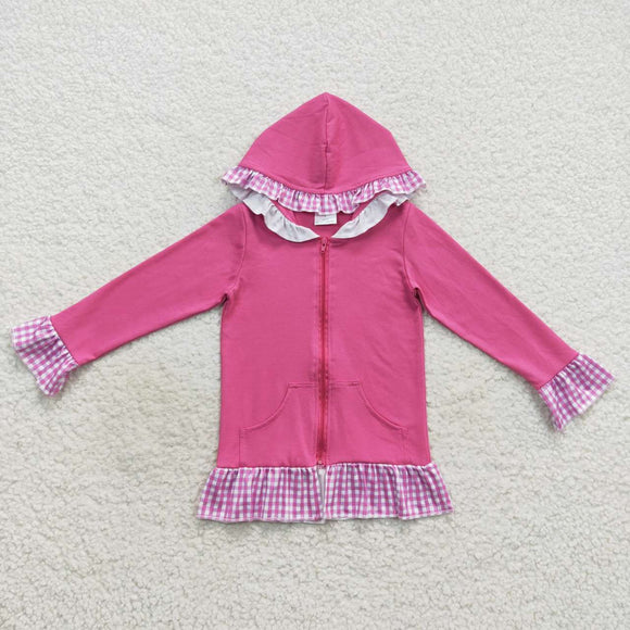 long sleeve cotton and milk silk pink  jacket
