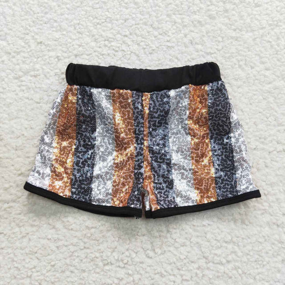 black/yellow/white sequined shorts